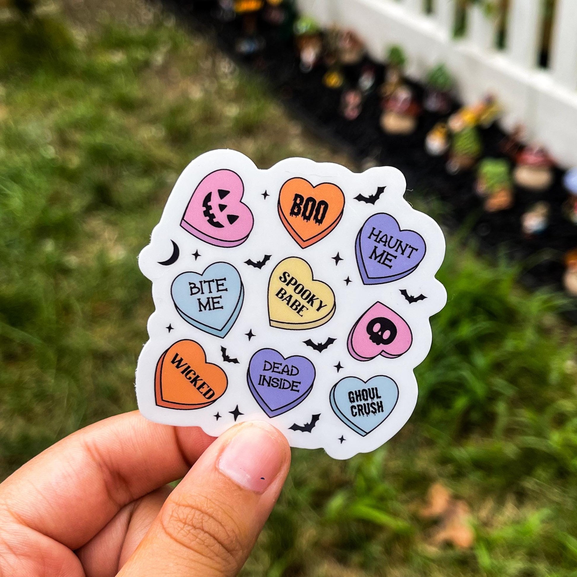 Halloween aesthetic candy conversation hearts fall sticker.