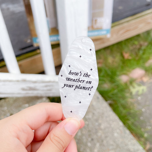 white marble gracie abrams inspired acrylic motel keychain inspired by the song I knew it, I know you